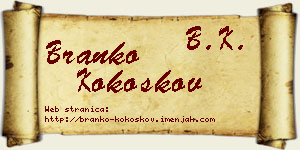 Branko Kokoškov vizit kartica